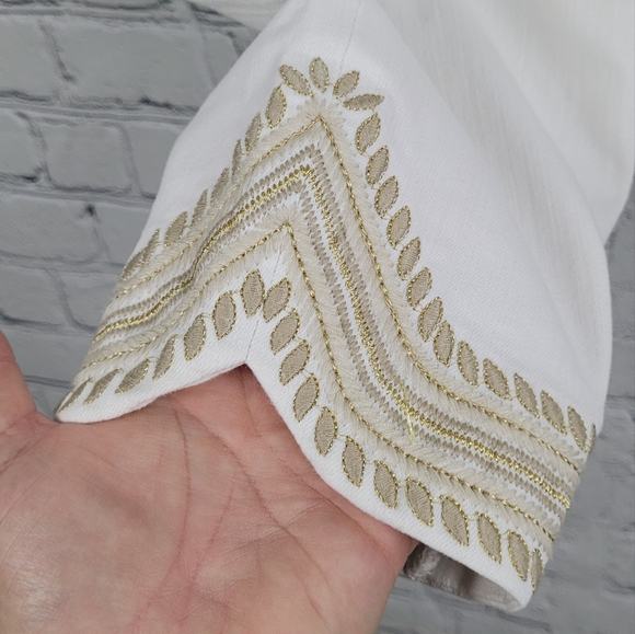 LIVERPOOL | The Crop cropped stretch gold stitch embroidered hem detail jeans - Picture 4 of 10